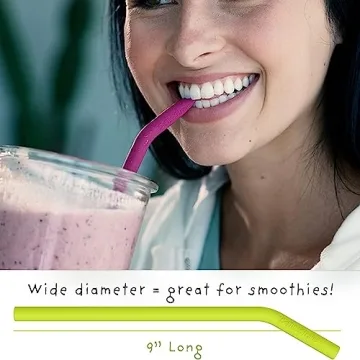 Premium 9” Softy Silicone Straws for Smoothies and More