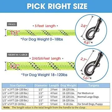 BAAPET 2/4/5/6 FT Dog Leash with Comfortable Padded Handle and Highly Reflective Threads for Small Medium and Large Dogs (5FT-1/2'', Green)