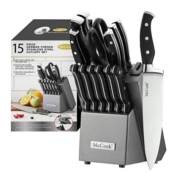 McCook® German Knife Set with Built-in Sharpener for Kitchens