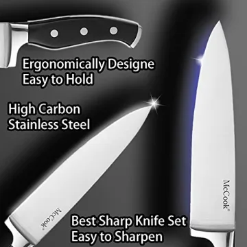 McCook® German Knife Set with Built-in Sharpener for Kitchens