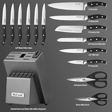 McCook® German Knife Set with Built-in Sharpener for Kitchens