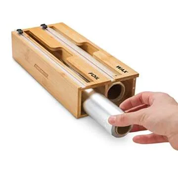 MELDEVO Bamboo Wrap Dispenser with Cutter & Labels