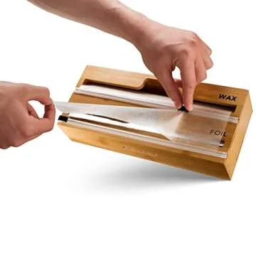 MELDEVO Bamboo Wrap Dispenser with Cutter & Labels