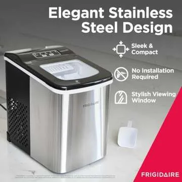 Frigidaire Compact Countertop Ice Maker, Makes 26 Lbs. of Bullet Shaped Ice Cubes Per Day, Silver Stainless