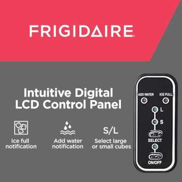 Frigidaire Compact Countertop Ice Maker, Makes 26 Lbs. of Bullet Shaped Ice Cubes Per Day, Silver Stainless