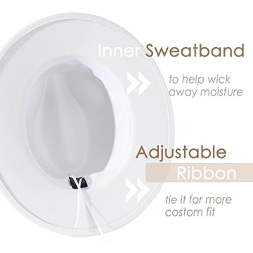 Lisianthus Women Classic Felt Fedora Wide Brim Hat with Belt Buckle A-White