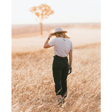 Lisianthus Women Classic Felt Fedora Wide Brim Hat with Belt Buckle A-White