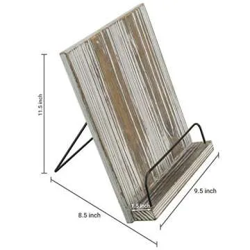 MyGift Torched Wood Cookbook Stand - Recipe Binder Reading Book Display and iPad Tablet Easel with Metal Page Holder and Kickstand