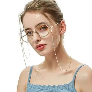 Sither Pearls Sunglasses Chian Reading Glasses Chain Strap Necklace for Women
