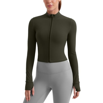 CRZ YOGA Womens Butterluxe Full Zip Cropped Workout Jackets Slim Fit Lightweight Athletic Yoga Jacke...