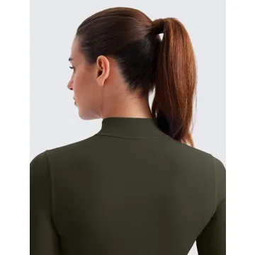 CRZ YOGA Womens Butterluxe Full Zip Cropped Workout Jackets Slim Fit Lightweight Athletic Yoga Jacket with Thumb Holes Olive Green Small