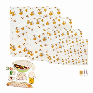 Beeswax Food Wrap (Set of 7) Sustainable Alternative to Aluminum Foil and Albal Paper - For Fruits, ...