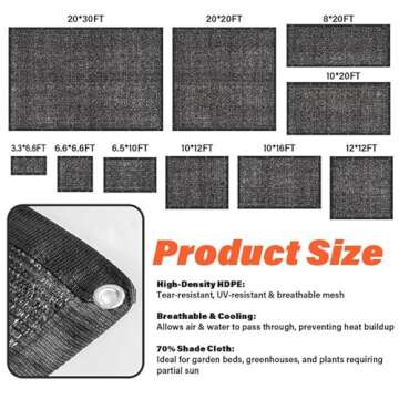 JOJOLEE 70% Sun Shade Cloth for Outdoor Comfort