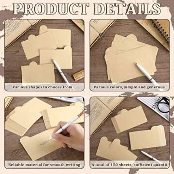 Epakh 100 Pieces Index Cards Dividers Tabbed Cards Ruled Note Card Dividers Lined Pattern Flash Cards Blank Studying Cards for Student Teacher Office School Supplies(Blank Style,5 x 3.5 Inch)