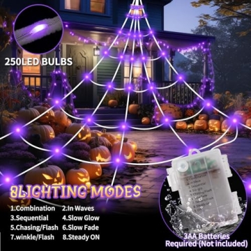 Halloween Spider Web LED Lights - 250 Count