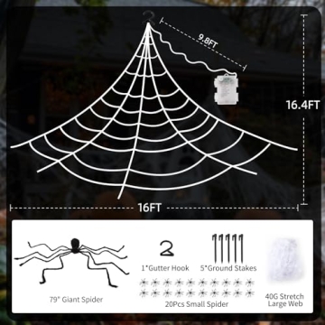 Halloween Spider Web LED Lights - 250 Count