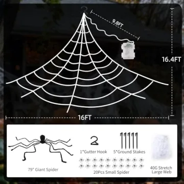 Halloween Spider Web LED Lights - 250 Count