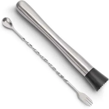 Hiware Cocktail Muddler & Mixing Spoon Set - 10 Inch