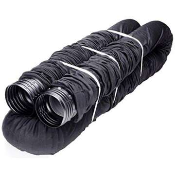 Flex-Drain 51510 Flexible/Expandable Landscaping Drain Pipe, Perforated with Filter Sock, 4-Inch by ...
