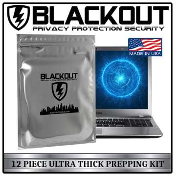 BLACKOUT Faraday Cage EMP Bags Premium Ultra Thick 12pc Prepping Kit Laptops Tablets Smartphones Har...