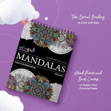 Mandala Coloring Book for Adults with Thick Artist Quality Paper, Hardback Covers, and Spiral Binding by ColorIt