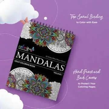 Mandala Coloring Book for Adults with Thick Artist Quality Paper, Hardback Covers, and Spiral Binding by ColorIt