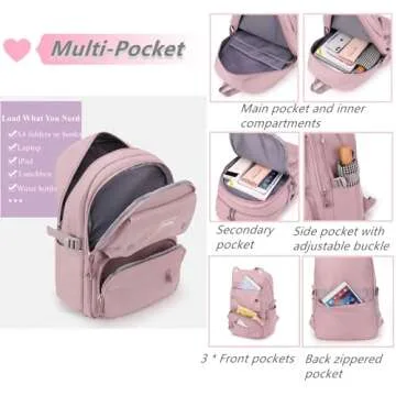 Stylish Multi-Pocket Girls Backpack for School Kids