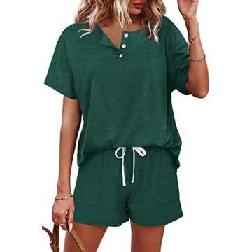 WIHOLL Sweatsuits for Women Set Summer St Patricks Day Shirt Short Sleeve Green L