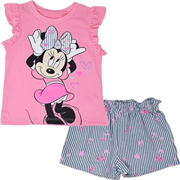 Disney Minnie Mouse 5T Toddler Outfit Set - Cute Pink & Blue T-Shirt and Shorts