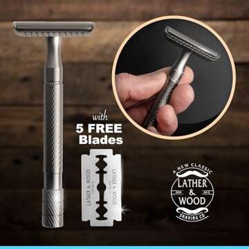 Lather & Wood Single Blade Razor for Men - Premium One Blade Safety Razor - Precision Shaving Instru...