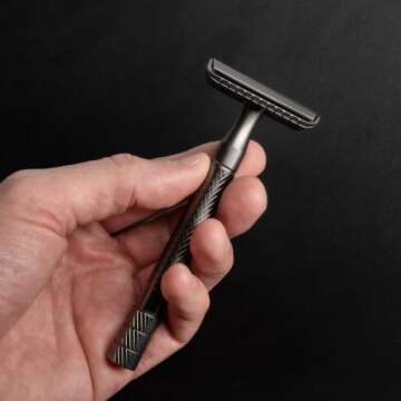 Lather & Wood Single Blade Razor for Men - Premium One Blade Safety Razor - Precision Shaving Instrument - Baron Noble - Forge Gray