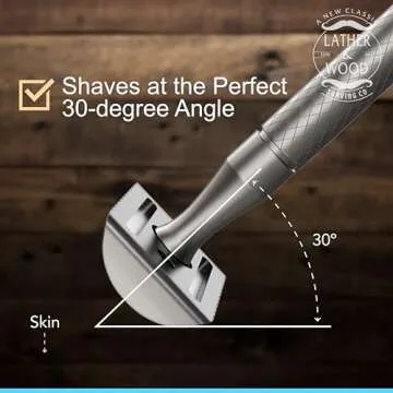 Lather & Wood Single Blade Razor for Men - Premium One Blade Safety Razor - Precision Shaving Instrument - Baron Noble - Forge Gray