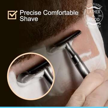 Lather & Wood Single Blade Razor for Men - Premium One Blade Safety Razor - Precision Shaving Instrument - Baron Noble - Forge Gray