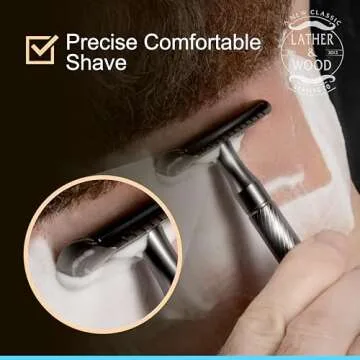 Lather & Wood Single Blade Razor for Men - Premium One Blade Safety Razor - Precision Shaving Instrument - Baron Noble - Forge Gray