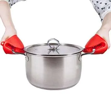 Acronde 2 Pairs Mini Oven Gloves Silicone Heat Resistant Cooking Pinch Mitts Potholder for Kitchen Cooking & Baking (Red and Blue)