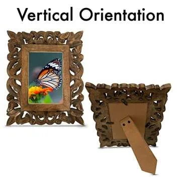 indoStrides Hand Carved Mango Wood Rustic 4x6 Picture Frame with Real Glass - Aesthetic Vintage Wood Frame for Tabletop Use - Rustic Home Decor Perfect for Your Memories