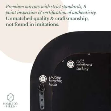 Hamilton Hills Gold Ornate Mirror - Metal Framed 16x24 inch Antique Brass Mirror - Decorative Scalloped Edge for Bathroom, Vanity, or Bedroom - Hanging Horizontal and Vertical Rectangle Frame