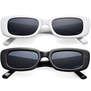 Trendy Braylenz Rectangle Sunglasses with UV400 Protection