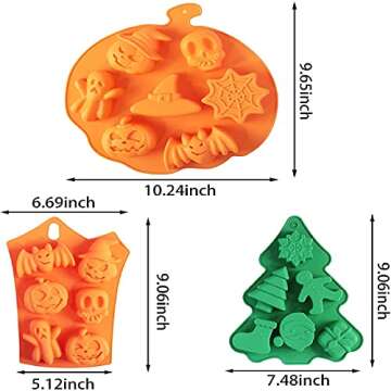 2 Pack Christmas Silicone Baking Molds,Nonstick Silicone Cake Molds,Nonstick Cake Pan Muffin Mold with Shape of Christmas Tree Socks Bells Shape for Kitchen DIY Baking Tools