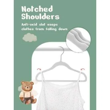 HOUSE DAY Velvet Baby Hangers 50 Pack, Premium Children's Hangers for Baby, Infant & Toddler Clothes, Durable Non Slip Baby Felt Hangers Grey, 11 Inch Baby Hangers for Closet, Ideal for Everyday Use
