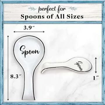 Home Acre Designs Spoon Rest For Kitchen Counter & Stove Top - White Ceramic Spoon Holder for Cooking & Counter Protection - Essential Kitchen Gadgets - White Farmhouse