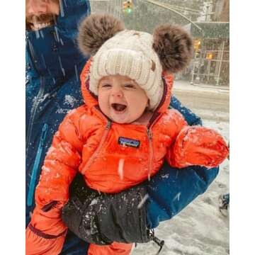 FURTALK Toddler Girls Boys Winter Hat Kids Pom Pom Beanie Hats Baby Faux Fur Pom Beanies Warm Soft Toddler Hats Pink