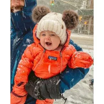 FURTALK Toddler Girls Boys Winter Hat Kids Pom Pom Beanie Hats Baby Faux Fur Pom Beanies Warm Soft Toddler Hats Pink