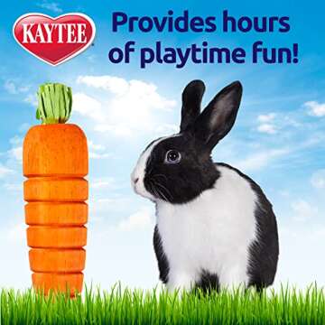 Kaytee Bunny Flip-N-Toss Toy Carrot for Rabbits, Guinea Pigs, and Other Small Animals