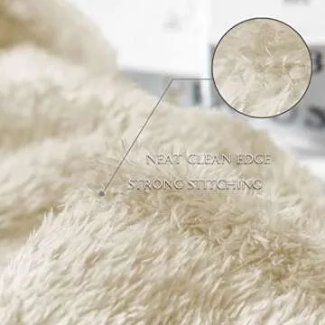 Exclusivo Mezcla Plush Fuzzy Fleece Throw Blanket Extra Large, Super Soft, Fluffy and Warm Blankets for Couch, Bed, Suitable for All Seasons (50x70 Inches, Beige)