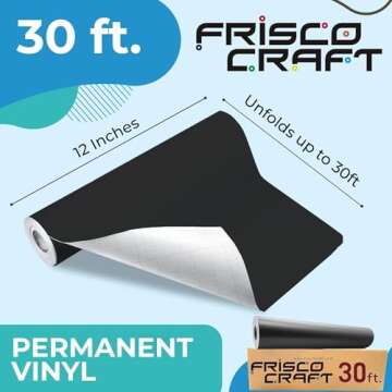 Frisco Craft Matte Black Permanent Vinyl - Weather-Resistant Adhesive Roll