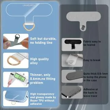 X-Lounge Cell Phone Lanyard Pads, Thinner Durable TPU Phone Patch Clear Universal Phone Tether Tab Without Adhesive (2*clear)