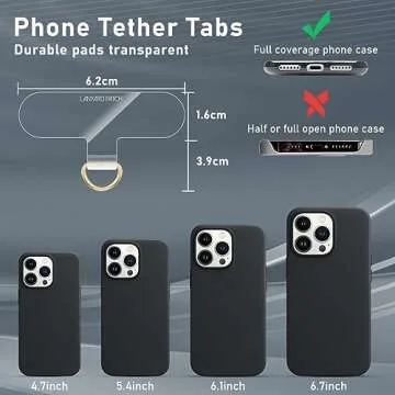 X-Lounge Cell Phone Lanyard Pads, Thinner Durable TPU Phone Patch Clear Universal Phone Tether Tab Without Adhesive (2*clear)