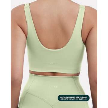 PAVOI ACTIVE Compression Sports Bras for Women | Medium Support Square Neck Longline Workout Bra Removable Pads | HiPerform | Small, Pistachio