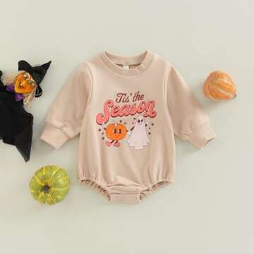 Baby Halloween Outfit Boy Girl Pumpkin Patch Onesie Sweatshirt Romper Sweater Shirt Cute Newborn Toddler Clothes 3-6 Months A Tis the Season Pumpkin Ghost